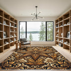 Golden Baroque Star Floral Medallion Rug