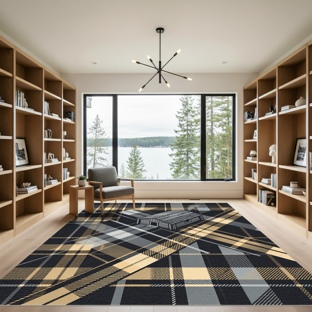 Rustic Log Cabin Plaid Tartan Rug