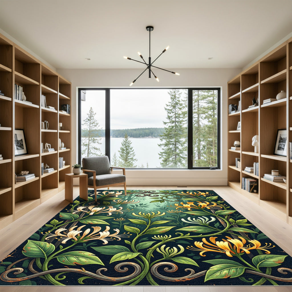 Enchanted Honeysuckle Garden Botanical Art Rug