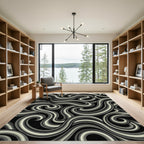 Monochromatic Swirl Abstract Curves Rug