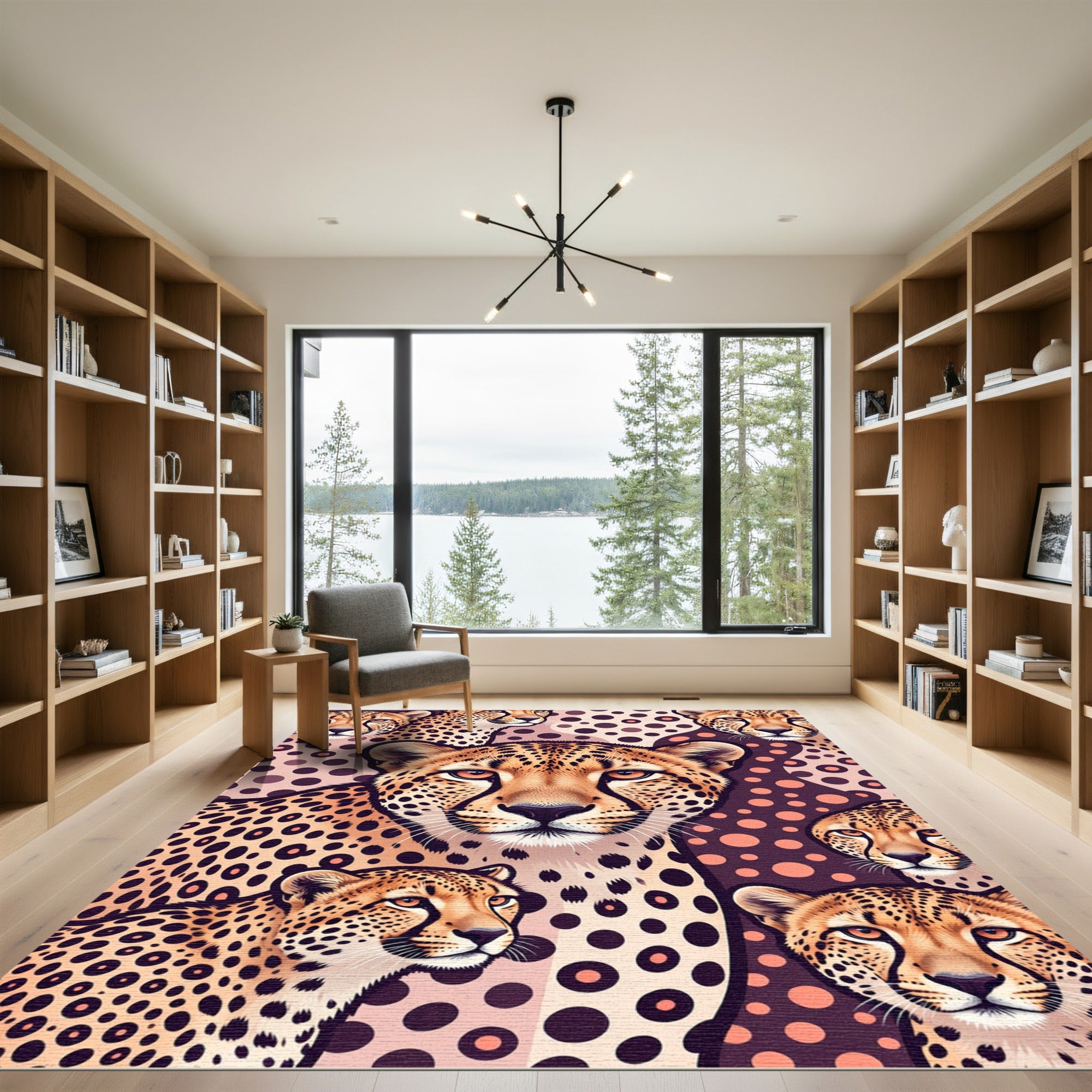 Vibrant Cheetah Portrait Spotted Tapestry Rug