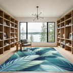 Coastal Blue Feathered Cascade Rug