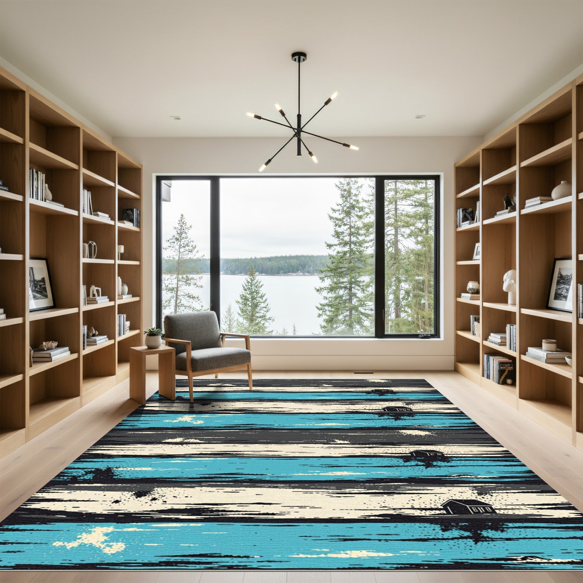 Striped Cabin Coastal Panorama Rug