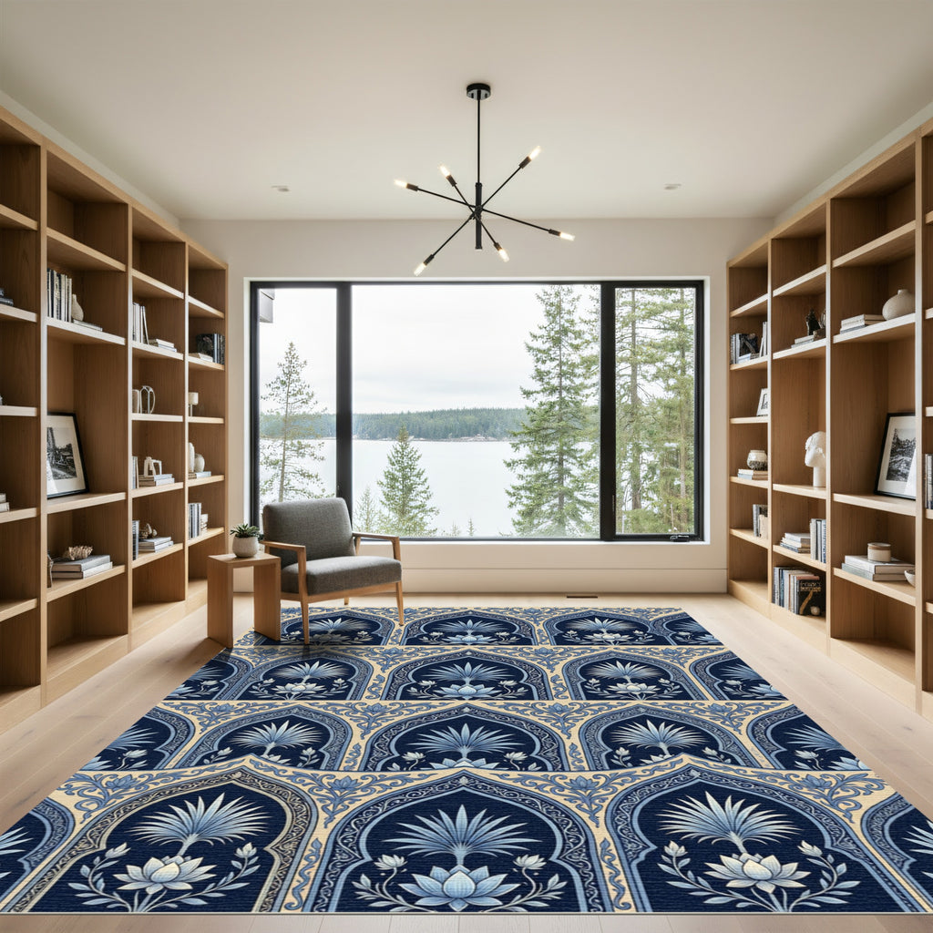 Blue Lotus Archway Garden Rug