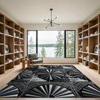 Monochrome Art Deco Fountain Fan Rug