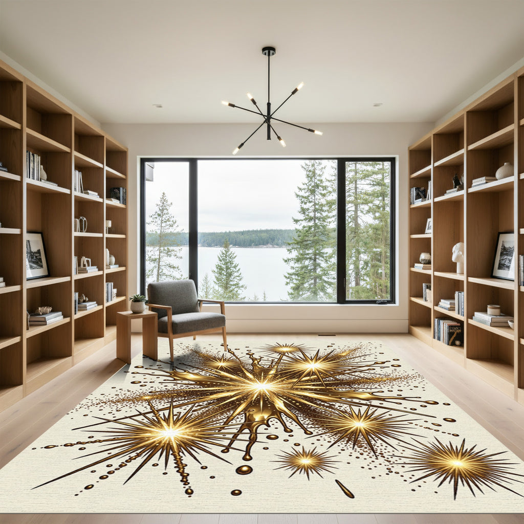 Golden Starburst Splash Burst Rug