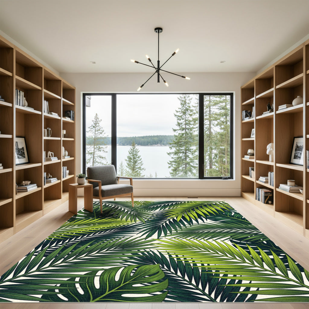 Verdant Palm Frond Canopy Rug