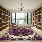 Gothic Magenta Rose Mandala Art Rug