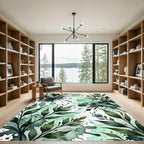 Emerald Botanical Watercolor Ink Splash Rug