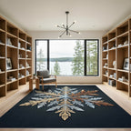 Metallic Gold and Silver Snowflake Rug