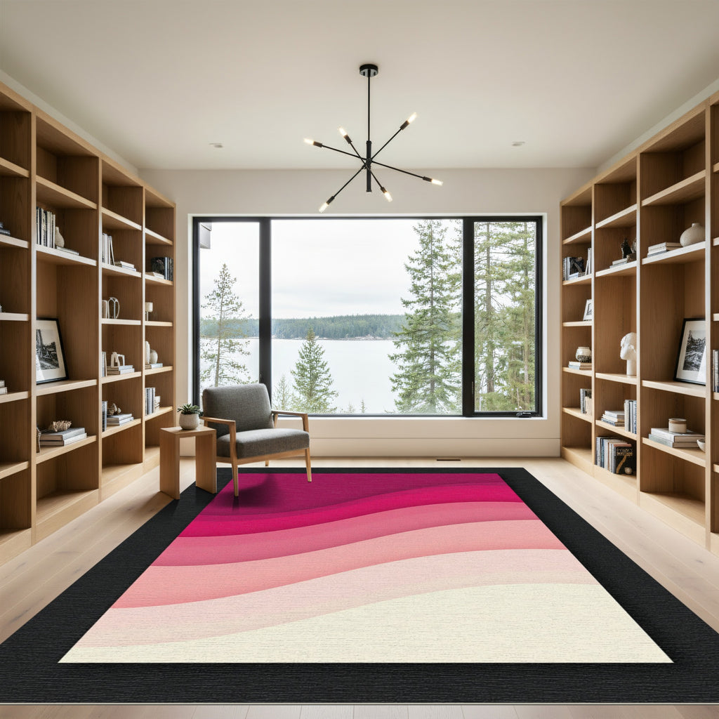 Modern Ombr Pink Layered Wave Rug