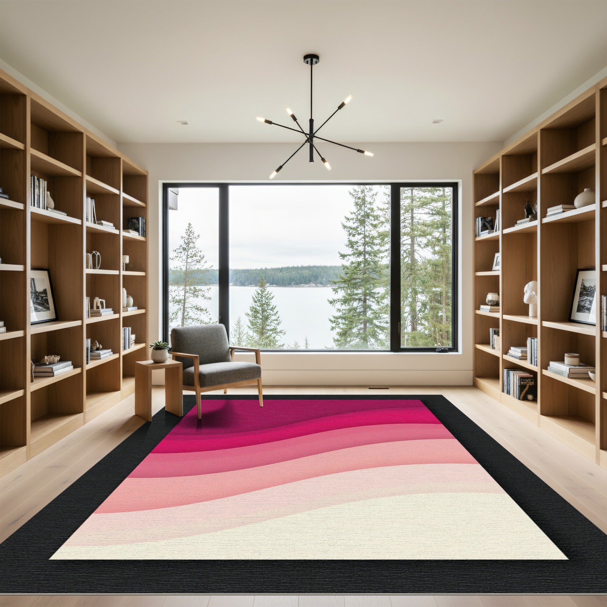 Modern Ombr Pink Layered Wave Rug