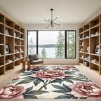 Blush Pink Peony Botanical Arrangement Rug