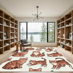 Playful Ginger Tabby Cat Illustration Rug