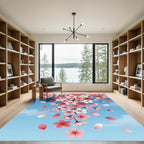 Pink Cherry Blossom Branch Floral Rug