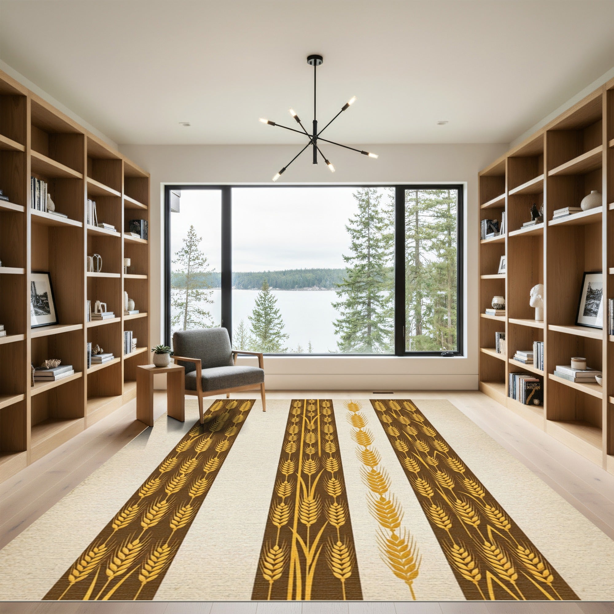 Golden Wheat Stalk Vertical Stripe Rug