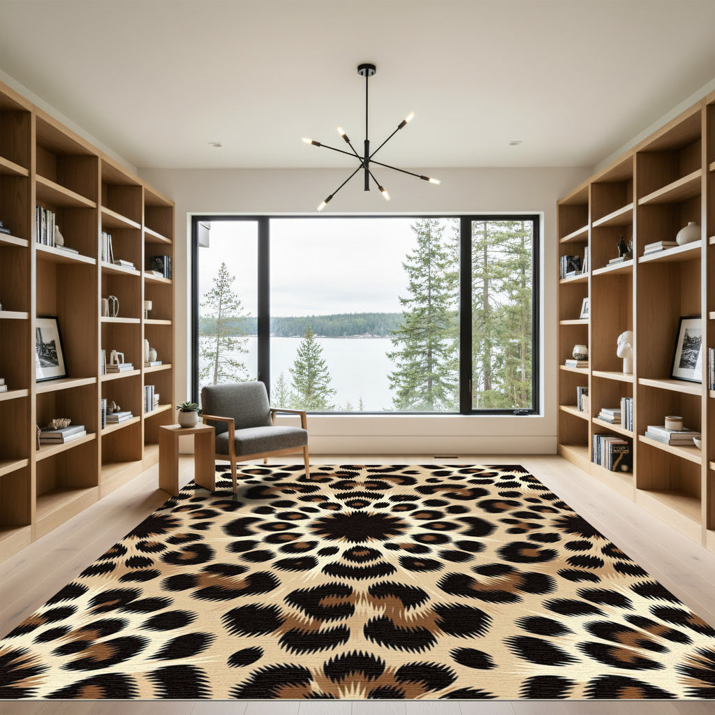 Symmetrical Leopard Spot Circular Medallion Rug