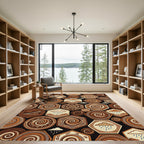 Earthy Swirls And Clouds Hexagons Rug