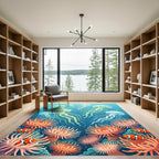 Whimsical Jellyfish and Coral Reef Scene Rug