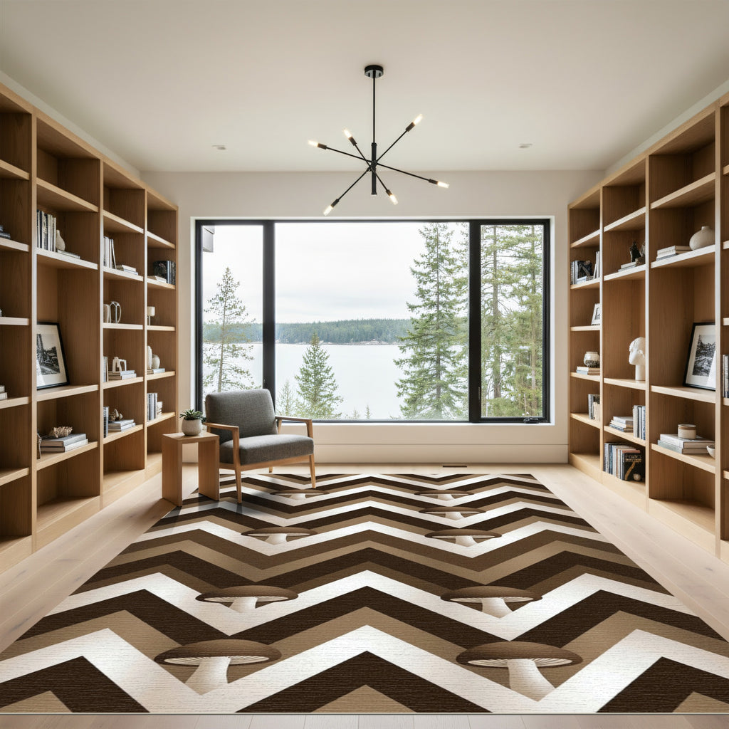 Brown Mushroom Chevron Zigzag Rug