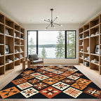 Earthy Terracotta Geometric Diamond Arrow Rug