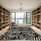 Bold Black White Zebra Herd Rug
