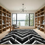 Monochrome Chevron Geometric Array Rug