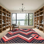 Vibrant Flamingo Geometric Zigzag Art Rug