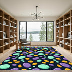 Abstract Pebble Dots in Teal Purple Rug