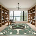 Distressed Sage Green Star Paw Emblem Rug