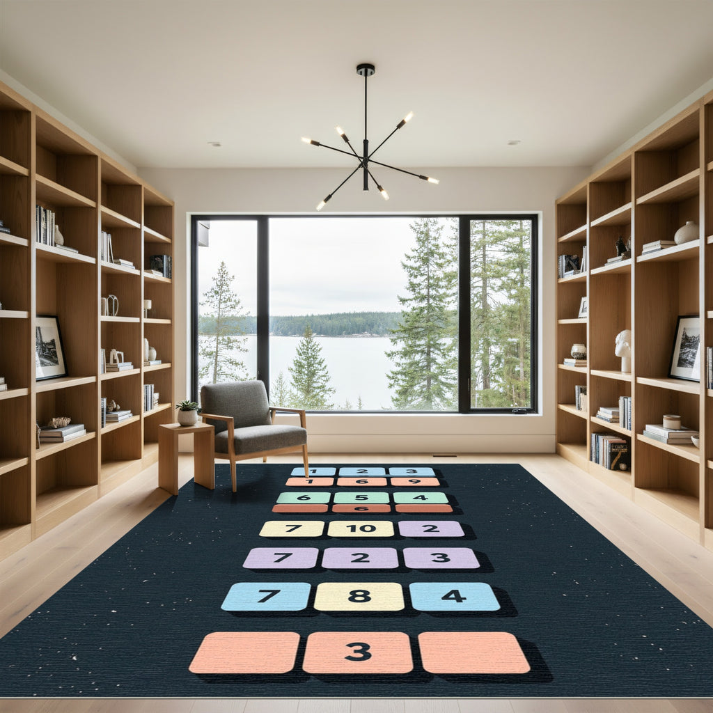 Modern Pastel Number Block Grid Rug
