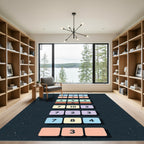 Modern Pastel Number Block Grid Rug