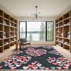 Playful Pink and Gray Heart Composition Rug
