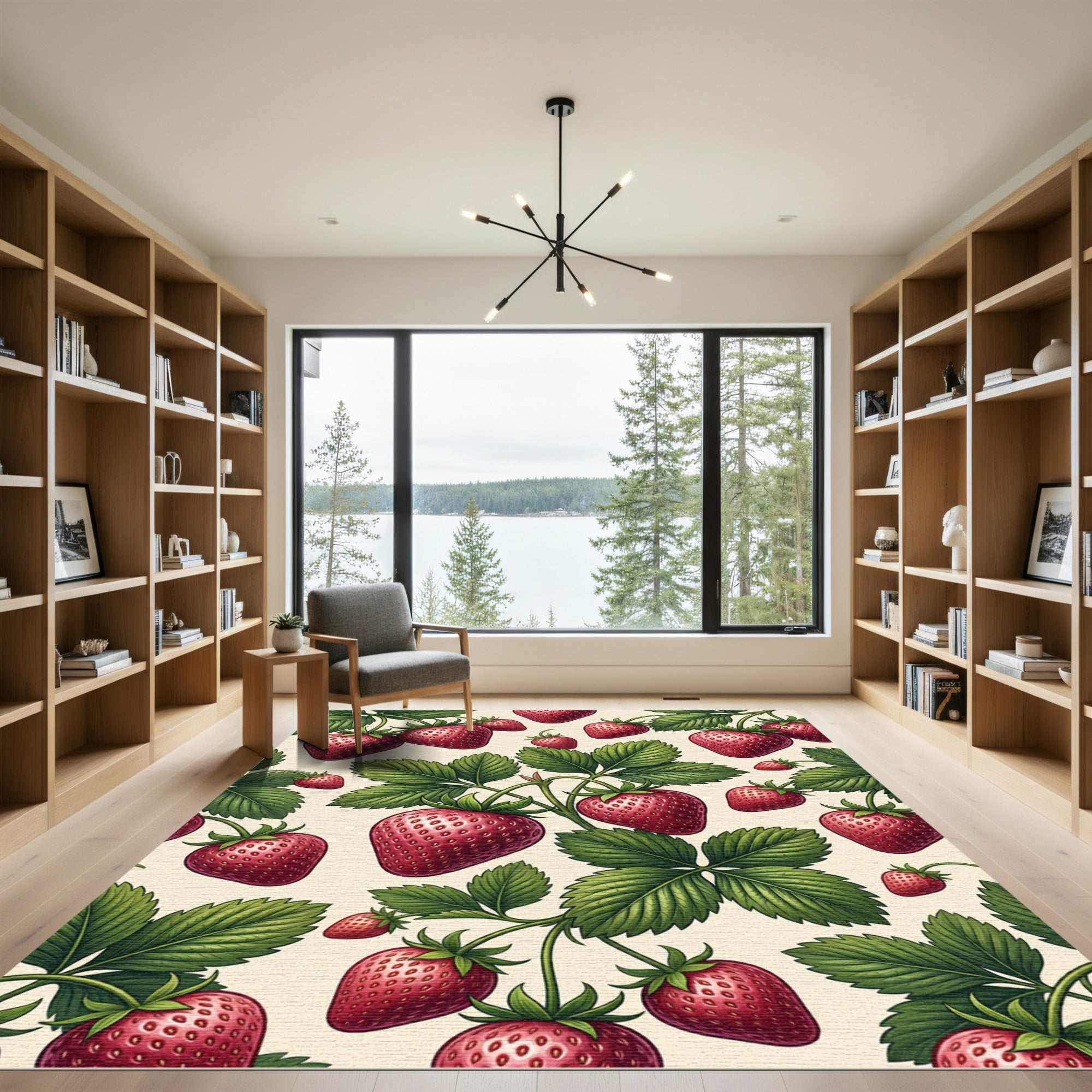 Vibrant Strawberry Botanical Berry Garden Rug
