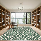 Emerald Green Traditional Ormolu Accents Rug