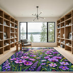 Vibrant Purple Orchid Lavender Field Rug