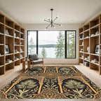 Ornate Black Gold Palm Archway Rug