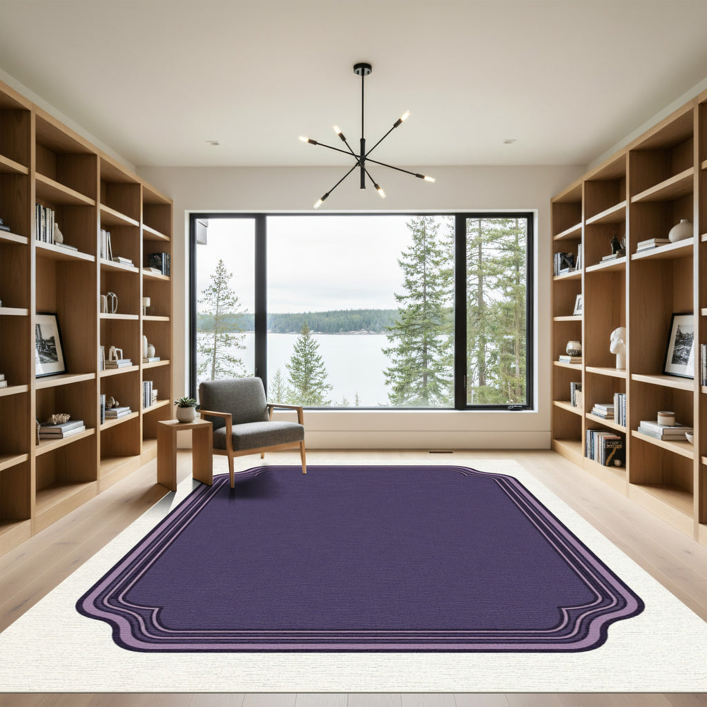 Deep Plum Layered Frame Rug