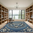 Navajo Blue Floral Mandala Rug