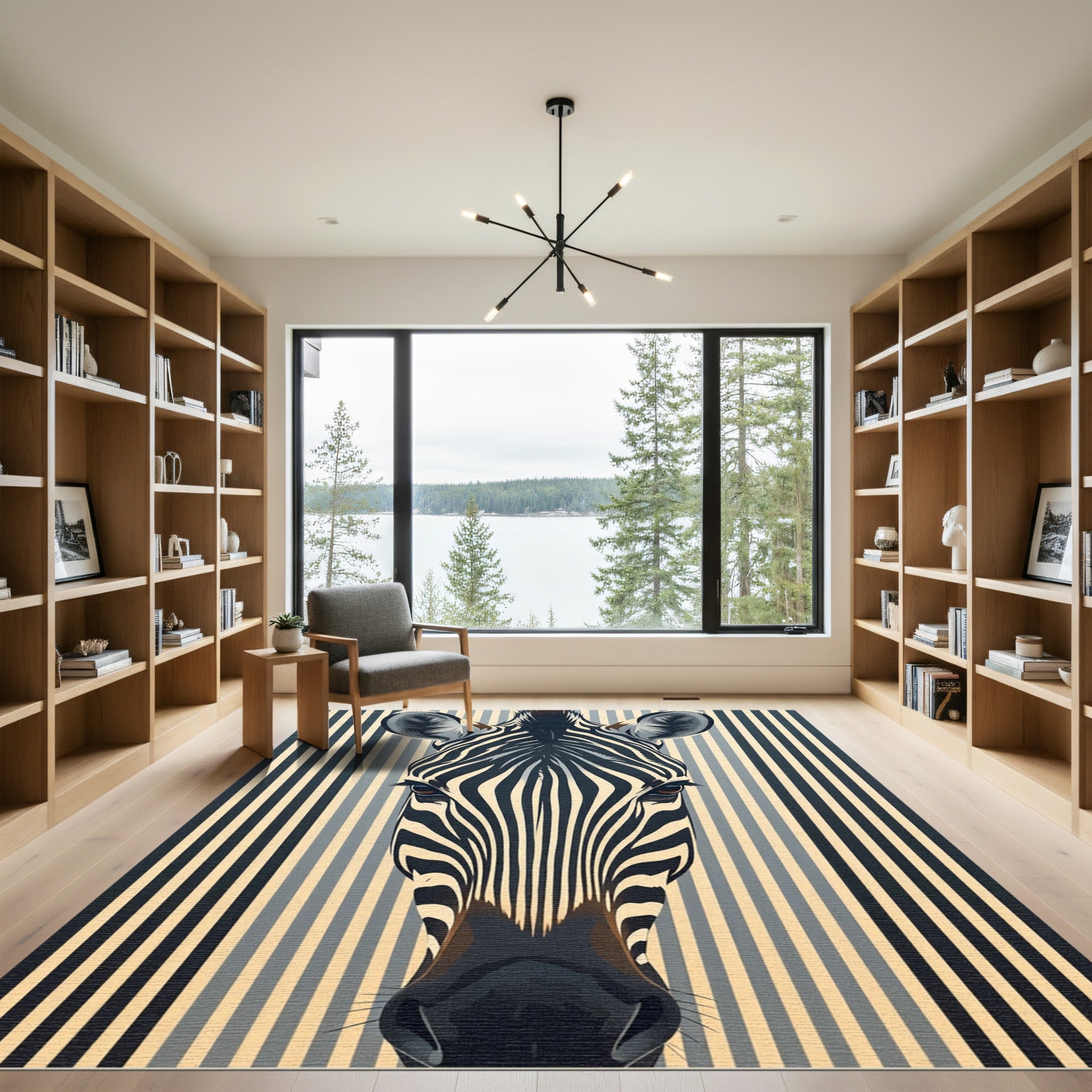 Bold Monochrome Zebra Abstract Portrait Rug
