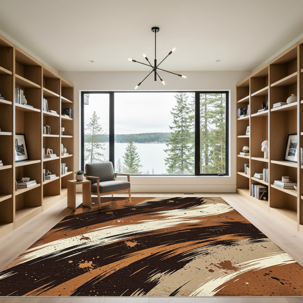 Earthy Splatter Brush Stroke Rug