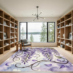 Ethereal Purple Wisteria Cascading Blossoms Rug