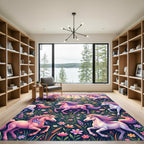 Whimsical Pastel Unicorn Floral Meadow Rug