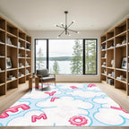 Pink Alphabet Clouds Whimsical Sky Rug