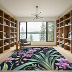 Elegant Lavender Orchid Botanical Art Rug