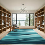 Deep Teal Abstract Wave Rug