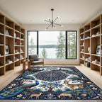 Nature Peacock Deer Floral Landscape Rug