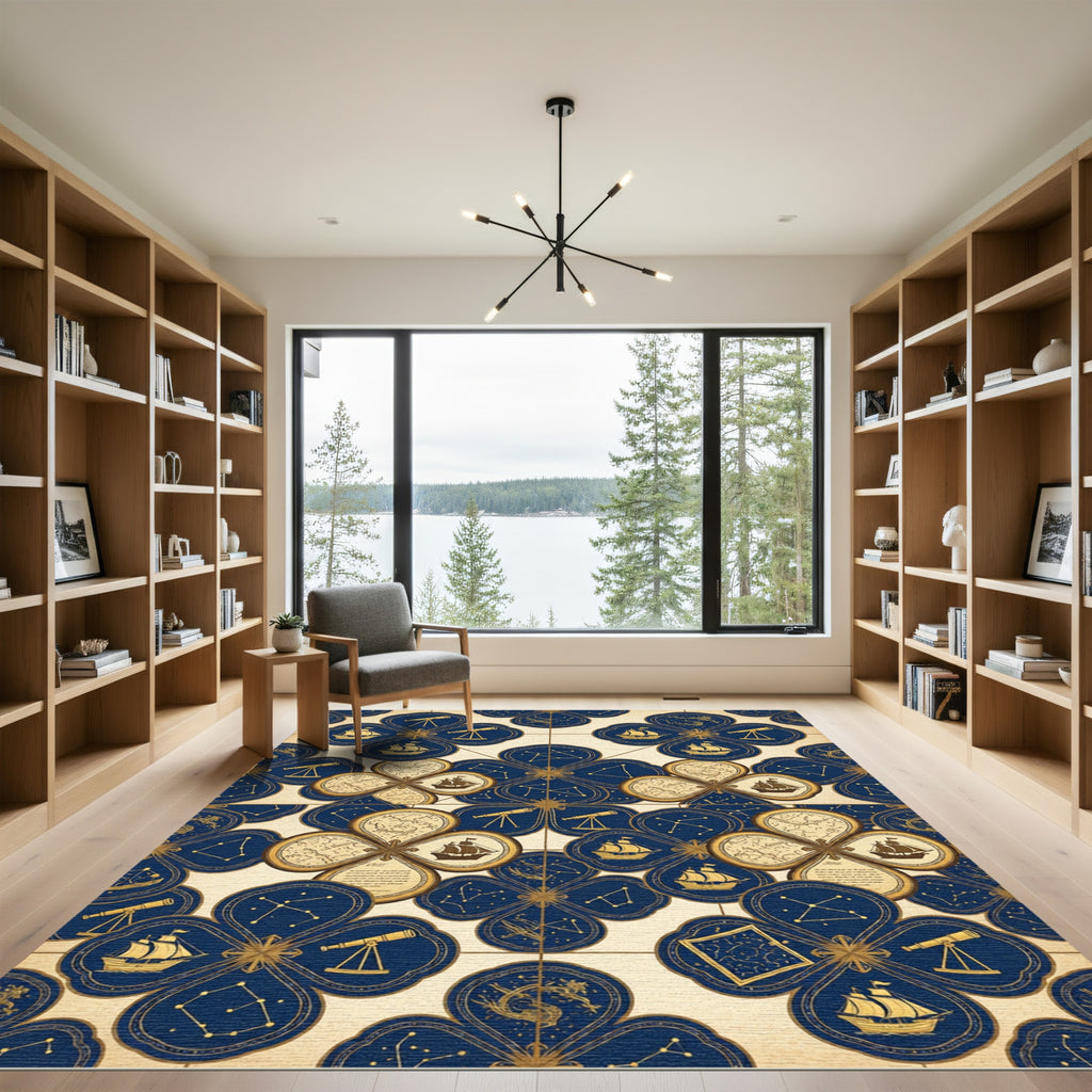 Celestial Navy Gold Nautical Constellation Rug