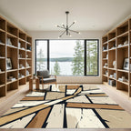 Earthy Toned Cracked Geometric Slabs Rug