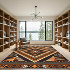Earthy Orange Geometric Pyramid Sun Rug